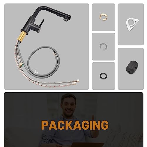 APPASO Wasserhahn Küche Schwarz, Hochdruck Küchenarmatur Armatur mit Brause Ausziehbar, Einhebel Ausziehbarer Spültischarmatur 1 Loch 360° Schwenken