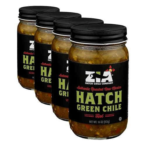 ZIA GREEN CHILE COMPANY Roasted Hatch Green Chile - Hot, 16 OZ (Pack of 4)