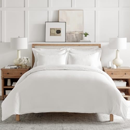 Levtex Home - Sateen Duvet Cover Set - King Duvet Cover + Two King Pillow Cases - Sateen - White - Duvet Cover (106 x 94in.) and Pillow Case (36 x 20in.) - Cotton