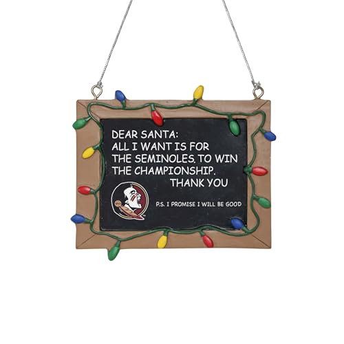 FOCO NCAA Florida State Seminoles College Team Logo Holiday Christmas Resin Chalkboard OrnamentCollege Team Logo Holiday Christmas Resin Chalkboard Ornament, Team Color, One Size