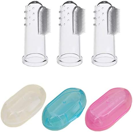 Jochebed Baby Finger Toothbrush for Training Teething - Infant & Toddles & Lids Teeth Brush Soft Babies Toothbrushes Oral Cleaning Massager to Train Your Child Healthy Oral Habits -3 PCS