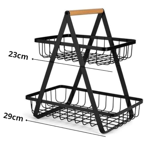 Cesto Fruteira de Mesa Aramado 2 Andares em Metal Organizador Multiuso Frutas Legumes e Verduras