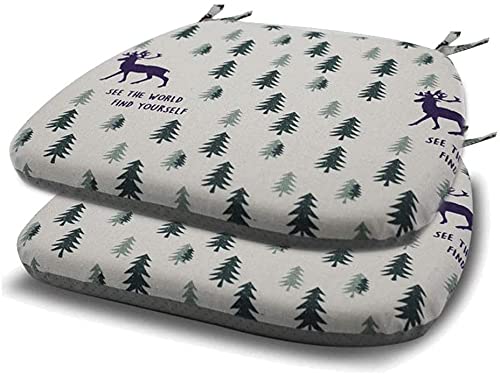 2 almohadillas para sillas de comedor con lazos de espuma viscoelástica, antideslizante, para silla de jardín, para el hogar, coches, oficina y viaje-ciervos Cover
