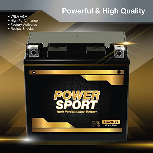 ExpertPower YTX20L-BS 12V 20Ah SLA AGM Motorcycle Battery, 12 Volt Battery, 330 CCA, Sealed Lead Acid, Replaces EBX20L-BS, ETX20L, PTX20L-BS, GTX20L-BS, Maintenance-Free, 12-Month Coverage - Thumbnail 4