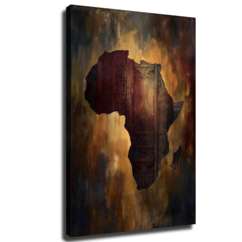 African Map Canvas Wall Art Print (Framed,16×24 inch)