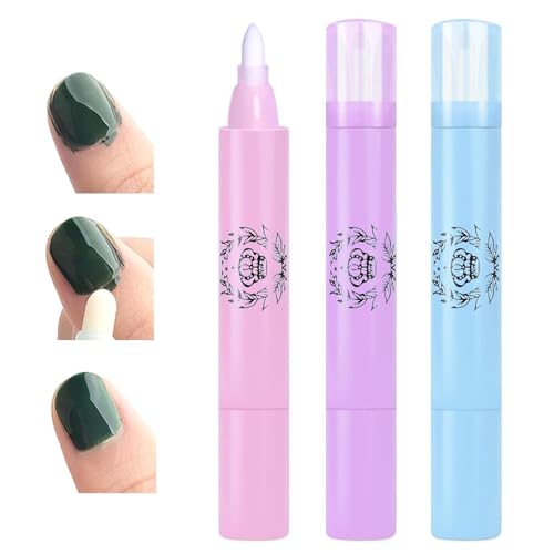 Juego de 3 bolígrafos quitaesmalte de uñas con 9 esponjas, quitaesmalte para uñas con puntas de algodón, quitaesmalte para uñas (violeta, azul y rosa)