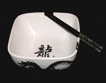 Dinnerware - Dragon motif - Open stock - Noodle Bowl 6.25" Square - Set of Two