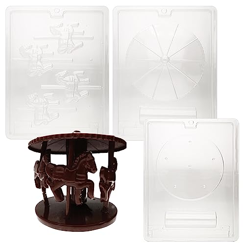 Cybrtrayd Carousel Chocolate Candy Mold Bundle with 3 Molds and Exclusive Cybrtrayd Copyrighted 3D Chocolate Molding InstructionsInstructions