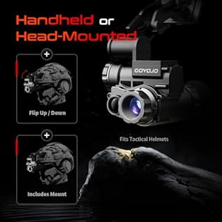 GOYOJO Night Vision Goggles Helmet-Mounted Monocular | 1080P HD NVG with 3X Zoom & Adjustable Infrared | IP66 Waterproof for Hunting, Surveillance, Camping | Built-in Compass (100% Darkness)