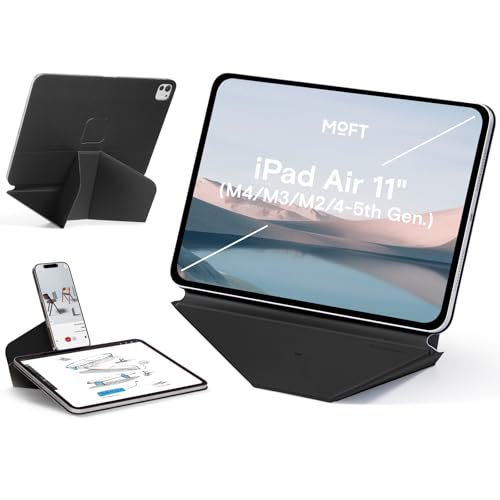 MOFT Dynamic Folio Tablet Stand for Desk Compatible with iPad Air 11"(M4 2026/M3 2025/M2 2024) & iPad Air 10.9"(5th 2022/4th 2020), Slim Magnetic Tablet Holder Case with 20+ Viewing Angles, Jet Black