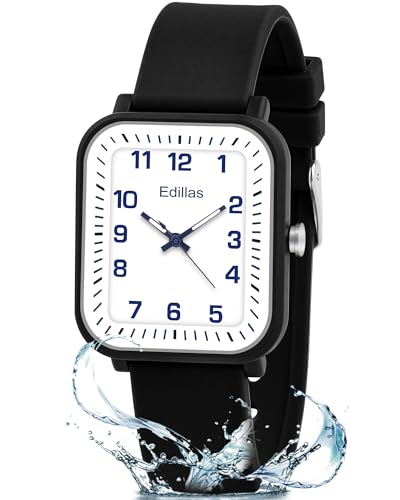 Image of Edillas Kids Teens Watch Analog Girls Boys, Waterproof Stylish Watch for Children,Students with Soft Silicone Strap for Kids Teens 4-16 Years Old