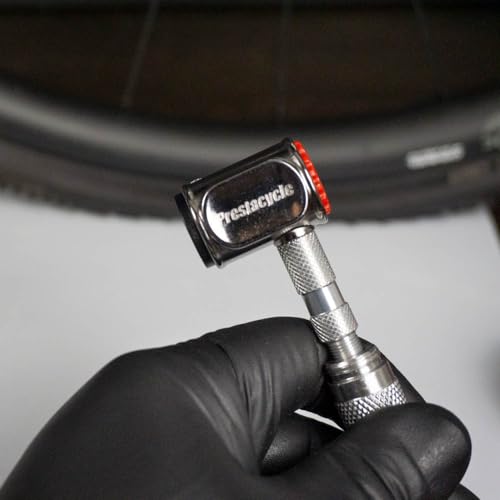 Prestacycle Pro Presta Head &ndash; Auto-Lock Bicycle Tire Pump Head for Tubeless & Presta Valves, 90&deg; Steel Design, Presta Valve Pump, Presta Adapter, Compatible with Prestaflator Pro & Premium Floor Pumps