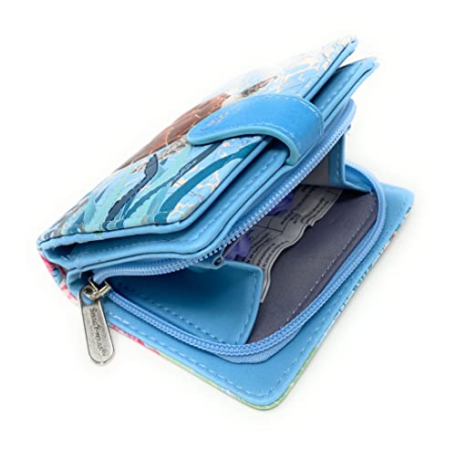 Shag Wear Sea Turtle Small Animal Wallet for Women and Teen Girls Vegan Faux Leather Blue 4.5"3