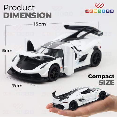 Image of Wembley 1:32 Scale Die-Cast Toy Car for Kids| with Opening Doors, Hood & Trunk| Features Pull Back Action| Luxury Sports Car Collectible|| Die-Cast Metal Body - White