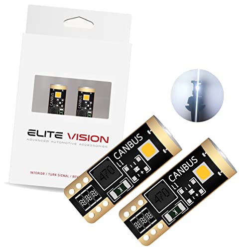 Elite Vision 194 168 T10 192 2825 W5W Titanium Series LED Non-Polarity 400LM 6000K Bright White for Dome Map Courtesy Door License Plate Cargo Interior Lights (Pack of 2)