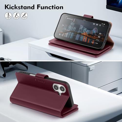 Shieldtop Compatible with iPhone 17 Wallet Case with Card Holder,Women Men RFID Blocking PU Leather Folio Flip TPU Protective Cover Credit Card Slots,Phone Case for Apple 17 6.3",Wine Red by Shieldtop - Used condition - Image 6