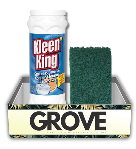 Kleen King Fresh Clean Scent Metal Cleaner 14 oz Powder Bundle with Scouring Pad – Cleans and Restores Stainless Steel, Cookware, and Metal Surfaces – Gift Set (2 Items)