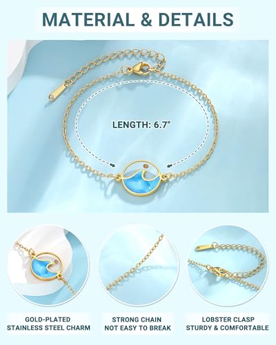 Strength Encouragement Gifts-When You Go Through Deep Waters Isaiah 43:2 Mustard Seed Wave Bracelet for Women Her4