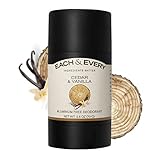 Each & Every Natural Aluminum-Free Deodorant for Sensitive Skin with Essential Oils, Plant-Based Packaging, Cedar & Vanilla, 2.5 Oz.