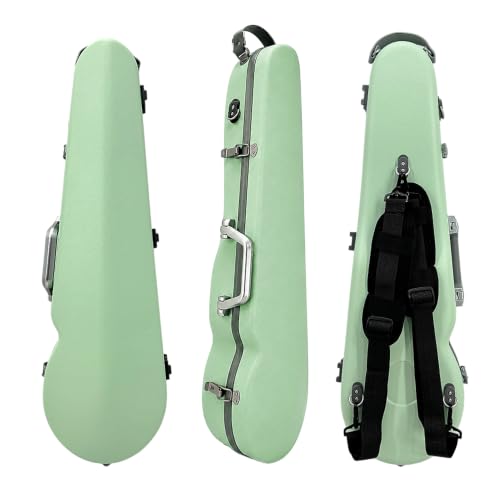 Foyarinal Violin Case 4/4 Full Size, Carbon Fiber Hard Case with Hygrometer | Light green Shaped Hardshell with Adjustable Backpack Straps for Easy Carrying