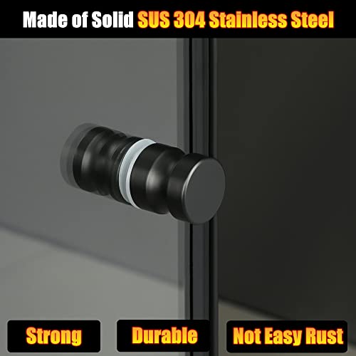 Alise Shower Glass Door Handle,Sliding Shower Doors Knob Round Back-To-Back Pull Hardware Replacement Parts For Bathroom Glass Doors,Matte Black Solid Sus304 Stainless Steel Knobs,L5000-B #TOP1