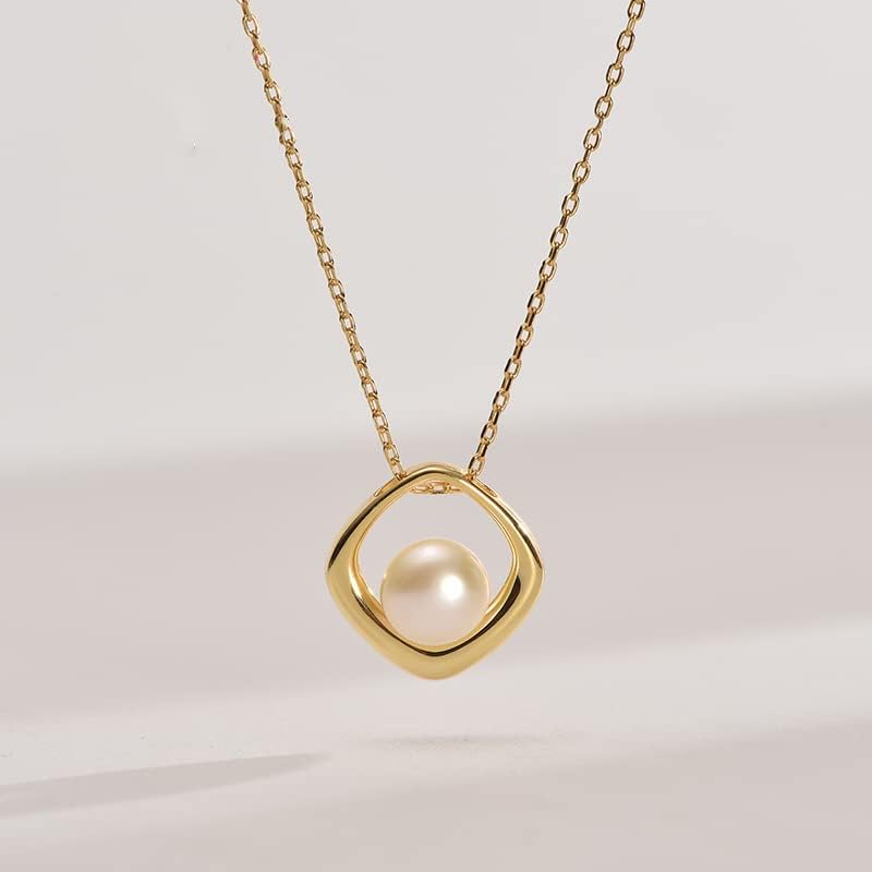 NONNYL Freshwater Cultured White Real Pearl Pendant Necklaces for Women, Christmas Gifts for Wife Mom Girlfriend, Anniversary Birthday Fine Jewelry Gifts for Her