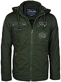 Eine Innentasche Herren Winter Jacke Military Style gefüttert Kapuze Parka Army Fliegerjacke, Größe:M, Farbe:Army Grün