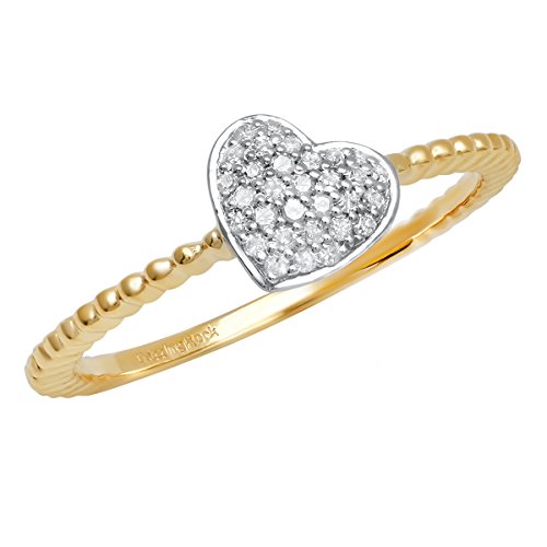 Dazzlingrock Collection 0.15 Carat (Ctw) 10K White & Round Diamond Bridal Two Tone Promise Ring, Yellow Gold, Size 7 #TOP13