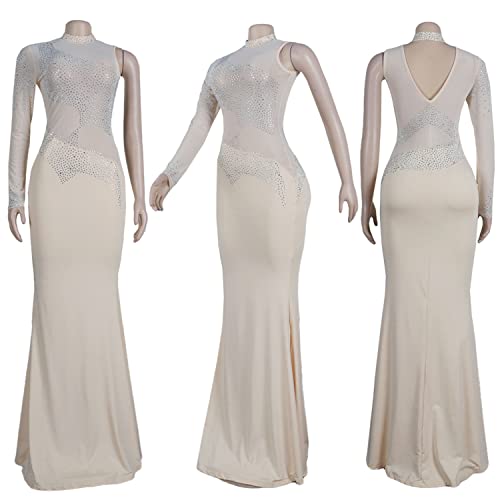 Image of PORRCEY Women's Sexy Elegant Rhinestone Bodycon Dress Hot Drilling Clubwear
