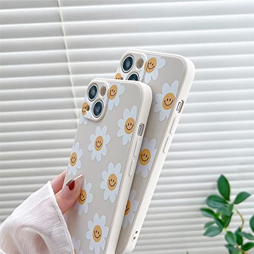 White Sunflower Cute Flower Phone Case for Apple iPhone 13 6.1 inch Smooth Silicone Soft Cover for iPhone 13