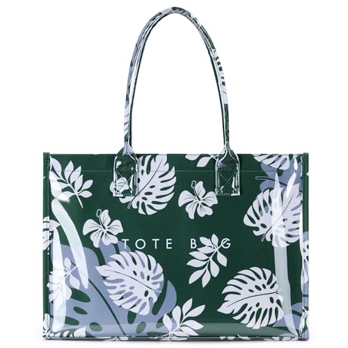 Image of KALIDI PVC Tote Bag Women's Kraft Paper Work Handbags Purses with Top Handle