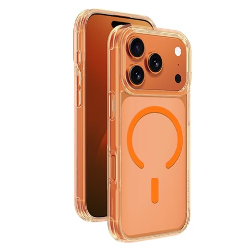 Coque iPhone 17 Pro Max MagSafe AMAZINGthing Minimal transparente et orange