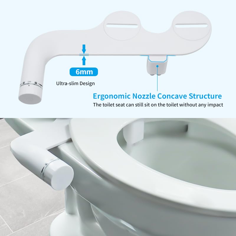 Image of Marcoware Ultra-Slim Dual Nozzle Bidet Attachment for Western Toilet, Self-Cleaning Front Wash for Female Hygine & Rear Wash, Hygienic Hands-Free Replacement for Jet Spray & Health Faucet