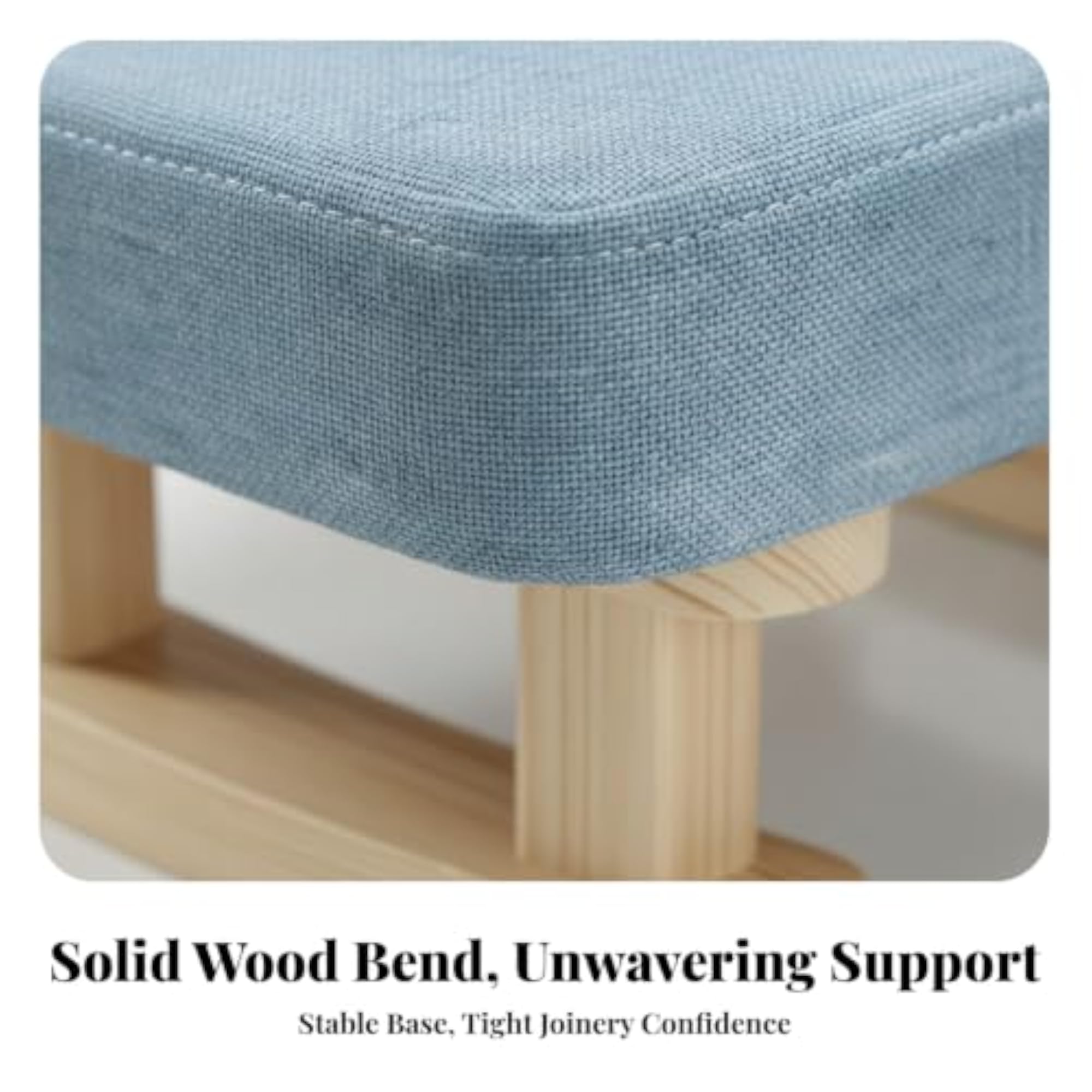 Solid Wood Compact Low Stool with Padded Seat for Multi-Purpose Use