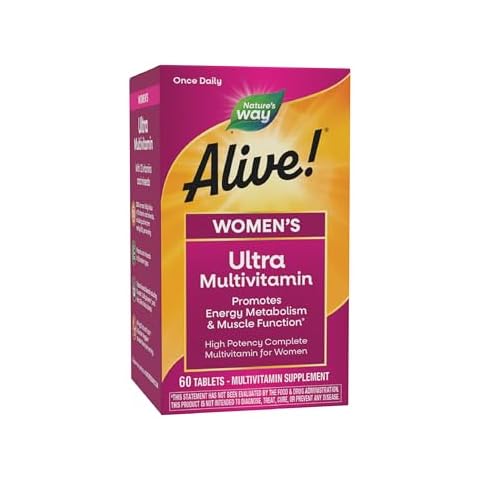 Nature's Way Alive! Women's Daily Ultra Multivitamin, High Potency Formula, Promotes Energy Metabolism and Muscle Function*, Women's Vitamins, Methylated Vitamin B12, 60 tablets Cover