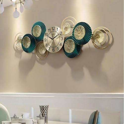 Image of Metal Wall Clock for Living Room Stylish Antique Big Wall Decor Clock Metal Unique Wall Clock for Bedroom (2.Horizontal)