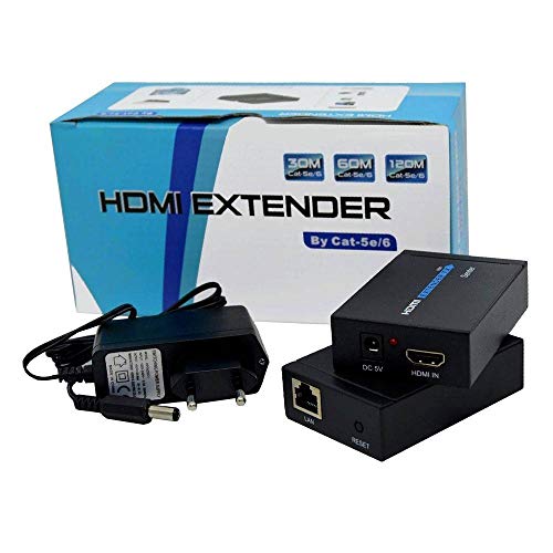 Extensor Hdmi 60m Conversor Via Cabo De Rede Cat 5/6