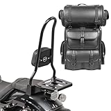 Verdeckte Schnellverschlüsse für leichtes Öffnen und Schließen der Tasche, ohne die Custom-Optik zu stören. Nutzung der Gepäckrolle auch separat möglich. Schultergurte für komfortablen Transport außerhalb des Motorrads