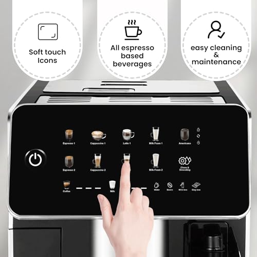Image of Budan Brew500 Espresso Coffee Machine with Built-in Grinder | Bean-to-Cup|15 Bar Pressure | 1450W | Home & Office, Free Demo & Installation| 1-Year Warranty (Touchscreen)
