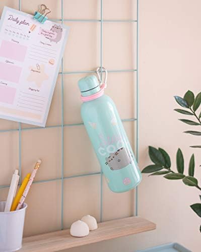 Grupo Erik Official Pusheen Foodie Collection Water Bottle-Sports Bottle-500ml / 17OZ, Stainless Steel, Vacuum Insulated Water Bottle, Double Wall Reusable Water Bottle With Carabiner, BPA Free