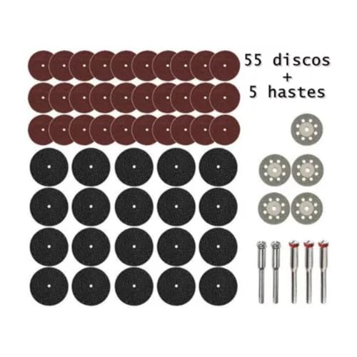 Kit C/ 55 Discos De Corte P/Micro Retificas + 5 Hastes
