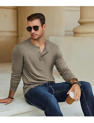COOFANDY Men's Henley T-Shirt Long Sleeve Casual Lightweight Pullover Shirts Soft Stretch Basic Tees Fall Tops3