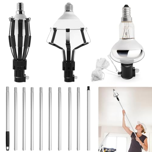 13FT Light Bulb Changer for High Ceilings Snap-On Design Light Bulb Extension Pole, High Reach Changer with Baskets and Suction Cup by Zhaoyao - Used condition - US$21.59
