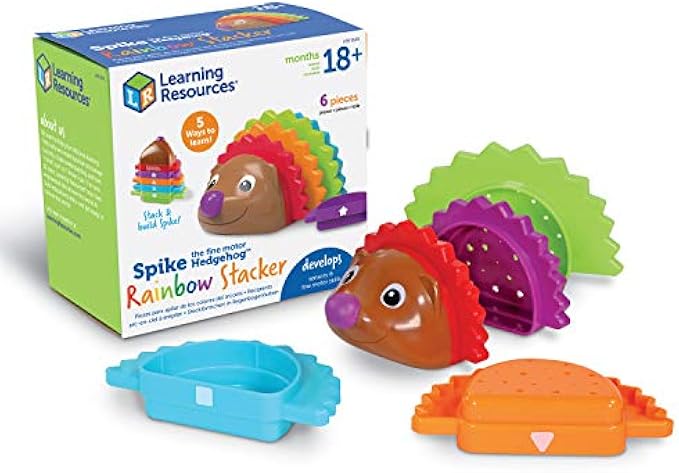 Learning Resources Spike the Fine Motor Hedgehog Rainbow Stackers - 6 Pieces, Ages 18+ months Stacking & Counting Toy for Toddlers, Montessori Toys