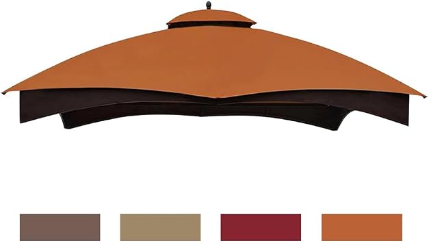 Eurmax USA High Performance Replacement Canopy Top for Lowes Allen Roth Heavy Duty Gazebo Roof Gazebo Top with Air Vent 10X12 Cover #GF-12S004B-1, Replacement Top Only Rust