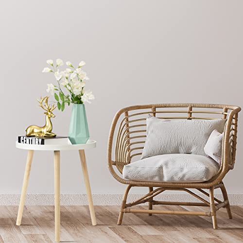Tinsawood Round Side Table, White Side Table For Living Room, Bedroom, Balcony & Small Spaces, Small End Table Modern Home Decor With Solid Wooden Legs, No Assembly Required #TOP1