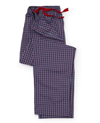 THE SAVILE ROW COMPANY LONDON Pantalon de pyjama pour homme 100 % coton doux, Carreaux bleu marine rouge, XXL