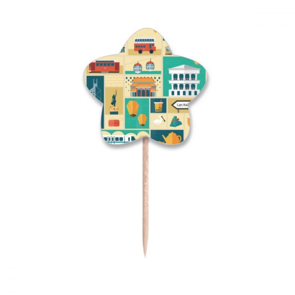 Drapeaux étoile Hong Kong pour cupcake et buffet dinatoire lors de vos soirées à thème