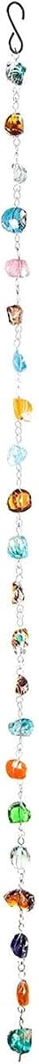 Evergreen Garden Cadenas de lluvia de metal y vidrio coloridas de 6 pies de largo para canalones | Bajante de repuesto para cadena colectora de lluvia | Cadenas de lluvia decorativas para jardín exterior, balcón, porche