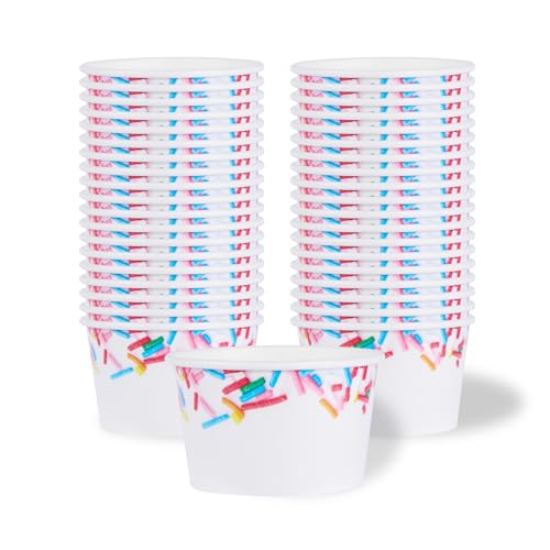Image of Restaurantware Ice Cream Cups 200 Pack of 8 oz Leak-Resistant Disposable Dessert Bowl Frozen Yogurt Cup Round Paper Container For Cold And Hot Desserts